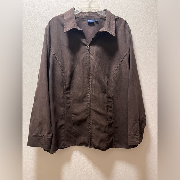 Sonoma Tops - Sonoma Smart Casual Versatile Full Zip Over-Shirt, Woman's Sz 2X, Faux Suede